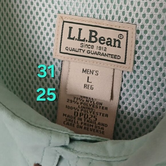 LL BEAN Shirt Mens Large Reg Vented Fishing Outdoor Short Sleeve Moss Green* - Picture 11 of 11
